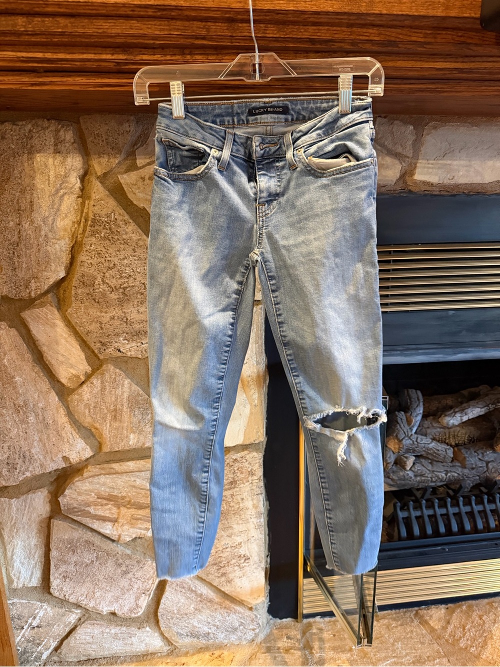 Lucky Brand Light Wash Skinny Jeans with Knee Distress